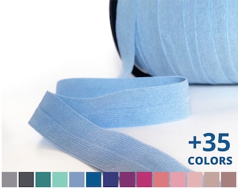 Elástico plegable de 1,6 cm (5/8") / 50 yardas / Acabado mate - Estilo afelpado / Colores surtidos / Peso medio / Elástico FOE para lencería y diademas