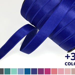Bra Strap Elastic 1/2" Assorted Colors, 0.5in or 12.5mm, Normal Shine Semi-Sheen, 5 or 10 Yards, Satin Elastic with Plush Reverse Side