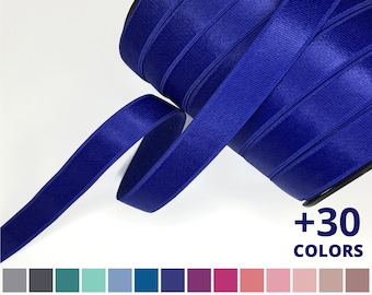 1/2" Bra Strap Elastic – Plush Back Satin Elastic for Lingerie & Bra Making, 5 or 10 Yards, 12.5mm, Multiple Colors