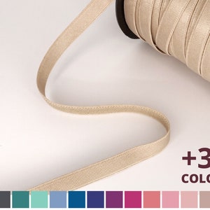 Bra Strap Elastic 3/8&quot; Assorted Colors 5/10/50 yds | 0.375in or 10mm | Normal Shine Semi Sheen | Satin Strapping Elastic | Plush Backing