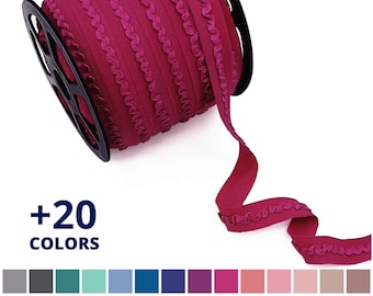 Elástico plegable FOE de 3/5 pulgadas con borde de picot - Borde elástico decorativo ROLLOS de 15,5 mm y 50 yardas