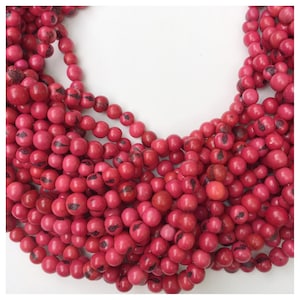 Fuchsia Acai bead round 10mm Wholesale 200 seeds in the strand for jewelry making