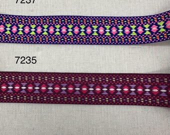 Woven ribbon ethnic multicolor pink colors