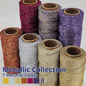 Waxed Polyester Metallic Cord 0.5mm and 1.0mm | LINHASITA Metallic Waxed Polyester Thread for Macrame String Jewelry Necklaces Sewing Crafts