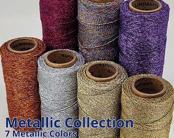 Waxed Polyester Metallic Cord 0.5mm and 1.0mm | LINHASITA Metallic Waxed Polyester Thread for Macrame String Jewelry Necklaces Sewing Crafts