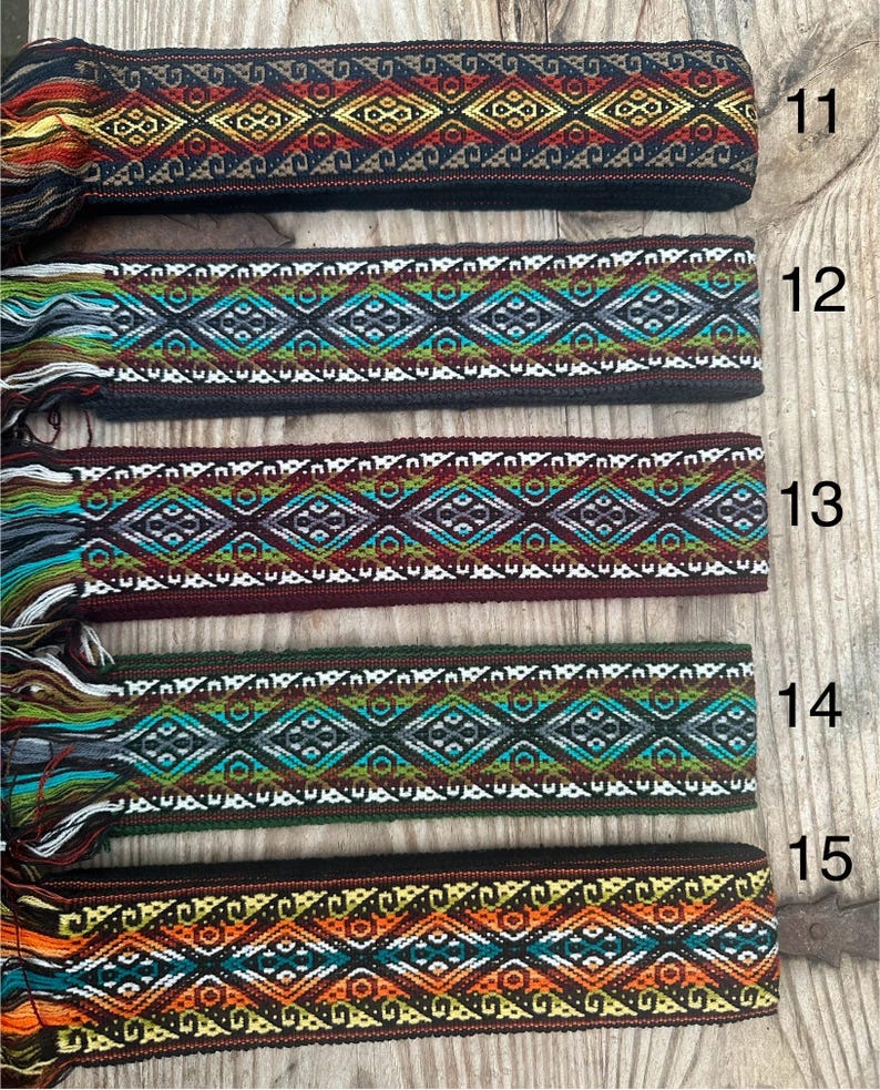 Woven Ribbon Trim 2 1/3 Inch Width (6cm), Sturdy Multicolor Ethnic Trim, Woven in Ecuador, 85 Inch (216cm), Woven Boho Belt, Sash, Bag Strap image 6