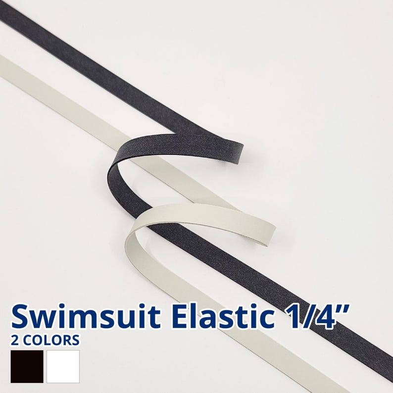 May include: Two spools of 1/4 inch wide swimsuit elastic, one black and one white.  Swimsuit Elastic 1/4" 2 COLORS