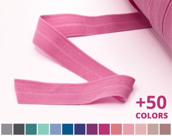 Pink Red 27 Shades Solid Colour Fold Over Elastic FOE 5/8" 16mm per metre Pink Red 27 Shades Solid Colour Fold Over Elastic FOE 5/8" 16mm per metre