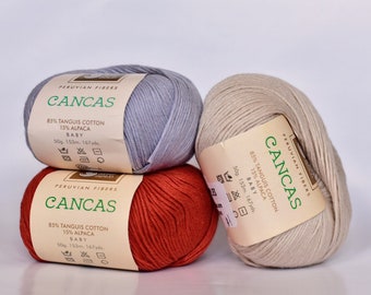 Knitting Yarn Cotton and Baby Alpaca 50gr 167yds - Peruvian Yarn