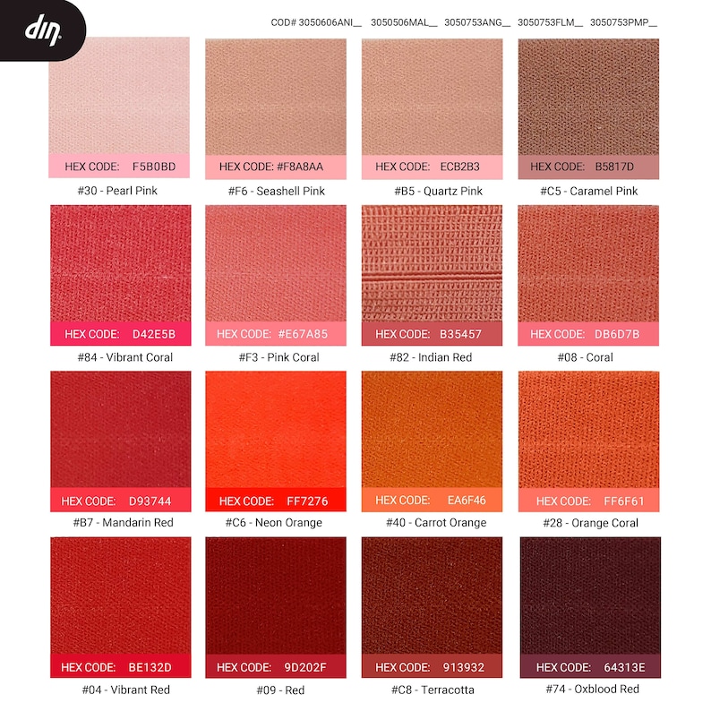 Peut inclure: Un nuancier de 12 teintes diff&eacute;rentes de rose, corail, rouge et orange. Chaque couleur est &eacute;tiquet&eacute;e avec un code hexad&eacute;cimal et un nom descriptif, tels que "Rose Perl&eacute;", "Corail Vibrant" et "Rouge Sang de B&oelig;uf".