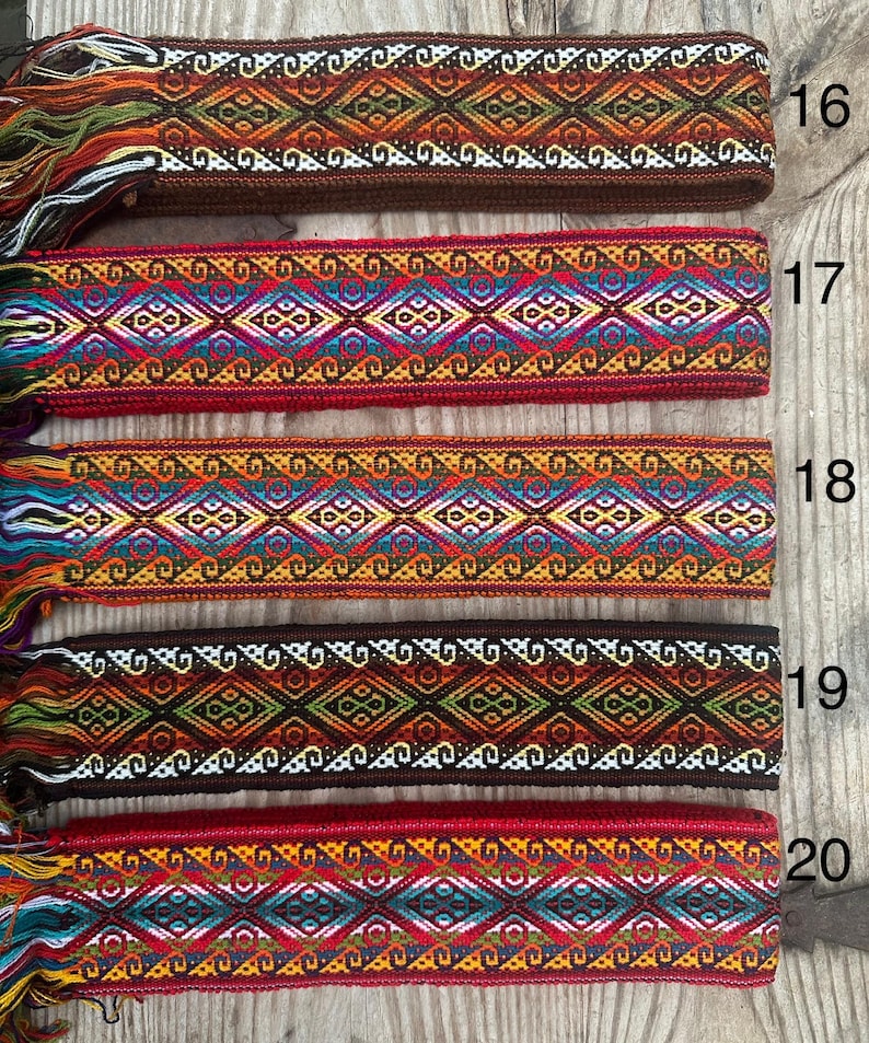 Woven Ribbon Trim 2 1/3 Inch Width (6cm), Sturdy Multicolor Ethnic Trim, Woven in Ecuador, 85 Inch (216cm), Woven Boho Belt, Sash, Bag Strap image 7