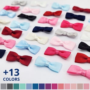 Piccoli papillon in raso - Mini papillon - Larghezza 7/8" (22 mm) Altezza 3/8" (9 mm) - Piccoli fiocchi in raso - 10, 20 e 50 pezzi