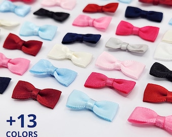 Small Satin Bow Ties - Mini Bow Ties - Width 7/8" (22mm) Height 3/8" (9mm) - Tiny Satin Bows - 10, 20 and 50 pcs