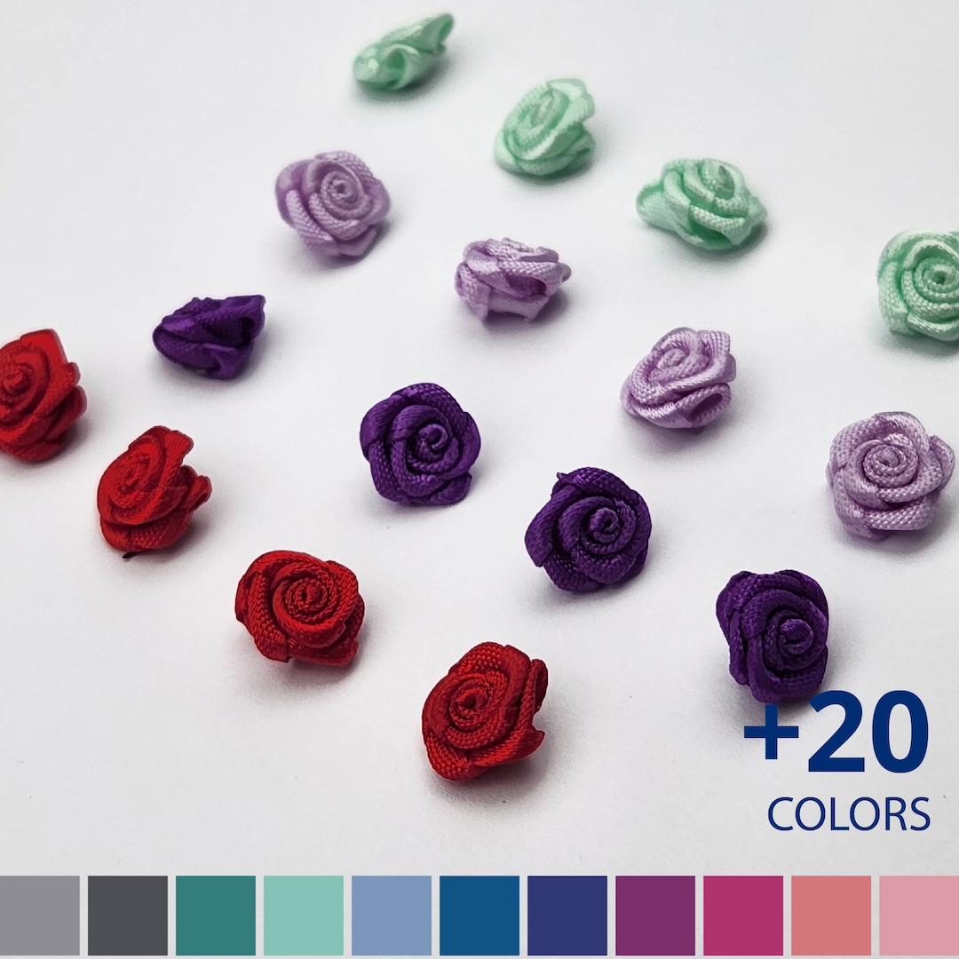 Mini Satin Roses, 2/5 Inch, 10 Pcs. Tiny Roses (1cm) Made From ...