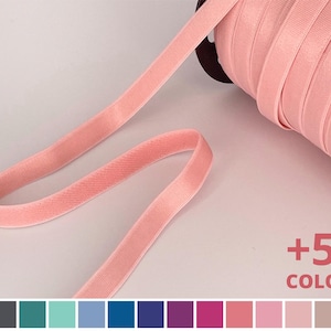 BH-Träger elastisch 3/8 "Verschiedene Farben 5/10/50 yds | 10 mm | Normaler Glanz, halb Glanz | Satin-Gurtband, elastisch | Plüschrücken