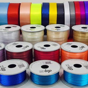 Satinband 109Y - Verschiedene Größen (1/8",1/4",3/8” | Dekoratives doppelseitiges Satinband Textil | Doppelseitiges Band 100 M