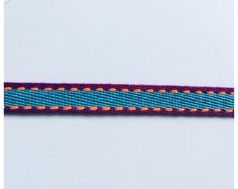 Woven ribbon ethnic multicolor turqoise purple 0.40 in (10 mm)