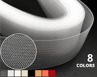 Horsehair braid, stiff style, 2" or 50mm, crinoline mesh netting. 100% polyester. Stiff horsehair braid.