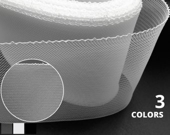 Tresse de crin avec fil pour froncer, 6 po. ou 150 mm, style rigide, filet à crinoline. 100 % polyester. Tresse rigide en crinoline.