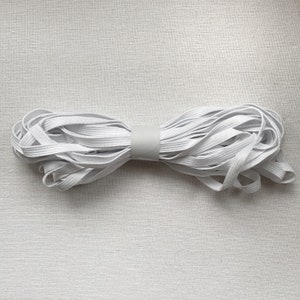 1/8 Inch (3mm) White Knit Elastic 10Yds and 100 yds - Light Strength Skinny Elastic - Flat elastic cord - Also great face mask elastic!