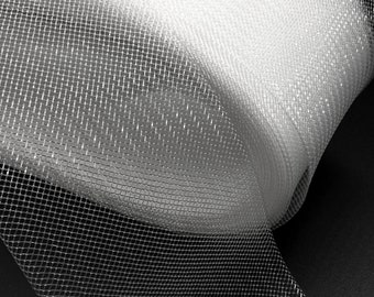 Horsehair braid, 3” or 75mm, stiff style, crinoline mesh netting. 100% polyester. Stiff horsehair braid | 3 Inch Horsehair Crin Mesh Netting