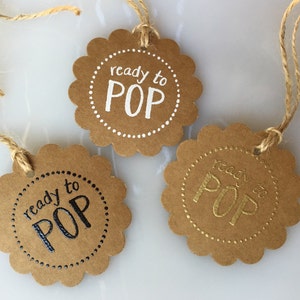 Set of 10 Handmade Ready to Pop Gift Tags-Popcorn Tag-Cake Pop Tag-Mini Champagne Bottle Tag image 4