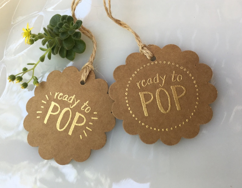 Set of 10 Handmade Ready to Pop Gift Tags-Popcorn Tag-Cake Pop Tag-Mini Champagne Bottle Tag image 2