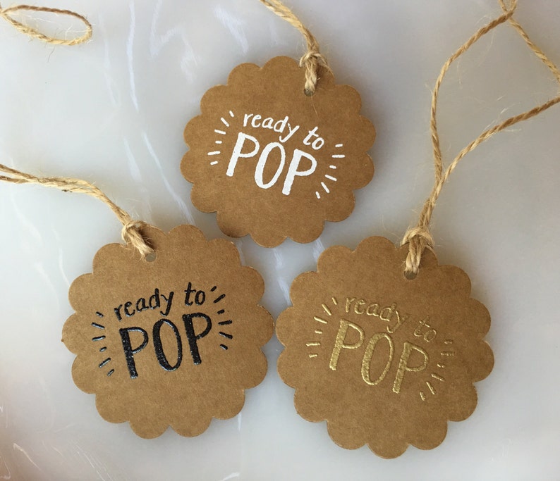 Set of 10 Handmade Ready to Pop Gift Tags-Popcorn Tag-Cake Pop Tag-Mini Champagne Bottle Tag image 5