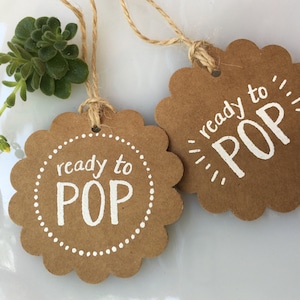 Set of 10 Handmade Ready to Pop Gift Tags-Popcorn Tag-Cake Pop Tag-Mini Champagne Bottle Tag image 1