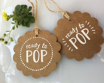 Set of 10 Handmade Ready to Pop Gift Tags-Popcorn Tag-Cake Pop Tag-Mini Champagne Bottle Tag
