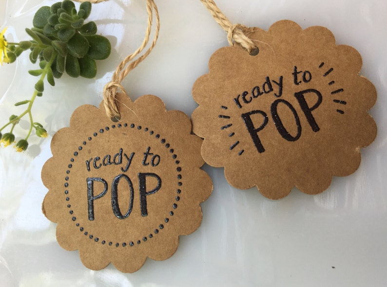 Set of 10 Handmade Ready to Pop Gift Tags-Popcorn Tag-Cake Pop Tag-Mini Champagne Bottle Tag image 3