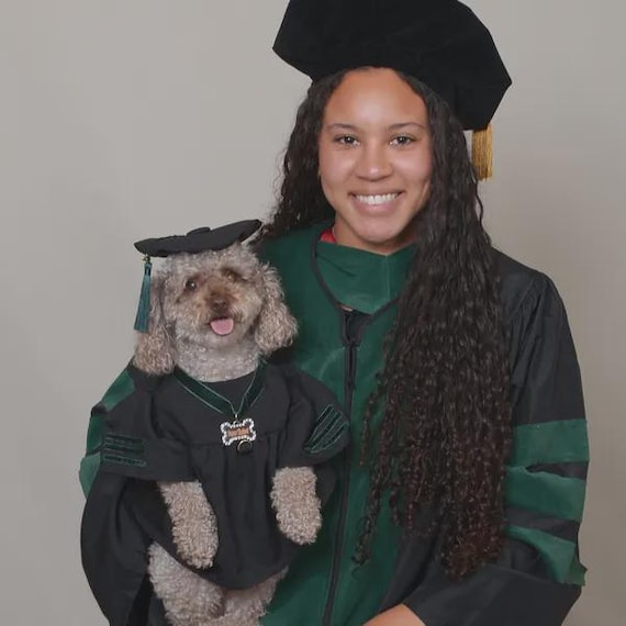 graduation cap and gown fancy dress Pet Graduation Cap and Gown With Stole: Velvet & Crepe, Custom Tassel