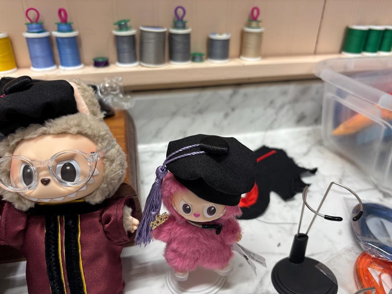 Handmade Labubu Graduation Cap and Gown Set, Custom Outfit immagine 5