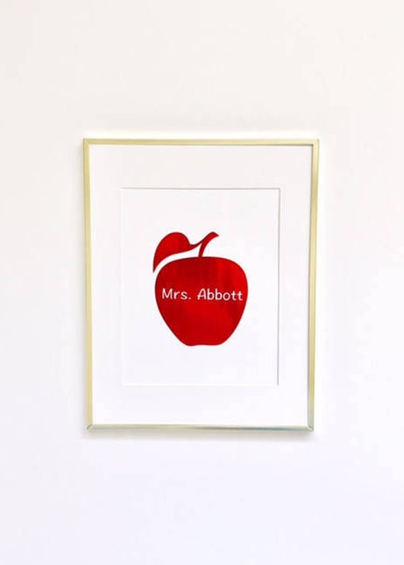 teachers apple gold foil print teacher appreciation etsy