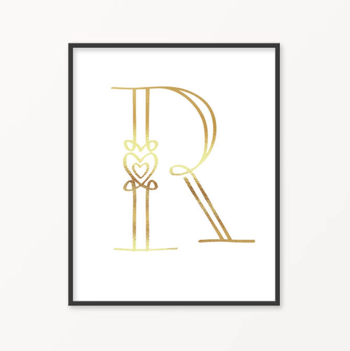 Initials Letter Gold Foil Print Room Decor Etsy