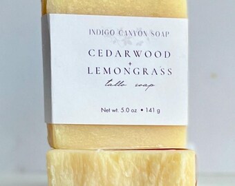Cedarwood Lemongrass Tallow Soap – Hot Process, Farmhouse Natural Artisan Bar