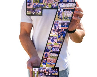 2024 Senior Night Gifts. 24 inch number collage. Perfect gift for senior athletes. Customized with your images. All numbers and letters.