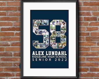 2026 Senior Night Football Poster: Custom Photo Collage (Digital Design)