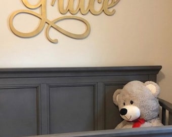 Personalized Wooden Nursery Name Sign, Wall Decor