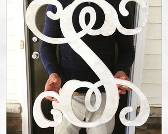 Wooden Monogram Letter Wall Hanging, Personalized Wall Art