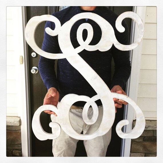 Giant Wooden Monogram Letters Front Door Letters Distressed Letters Giant Wooden Monogram Letters