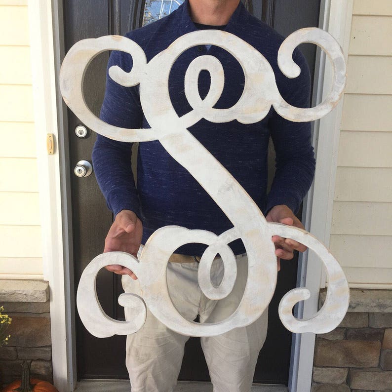 Giant Wooden Monogram Letters Front Door Letters Distressed Etsy