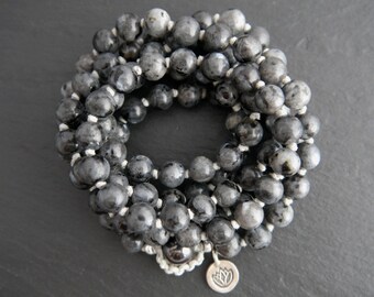 Labradorite Yoga Beads Mala, Necklace, 8mm, Handmade, 108 Beads, Mala Beads for Meditation, Protection, Mala Bracelet, Buddha Beads