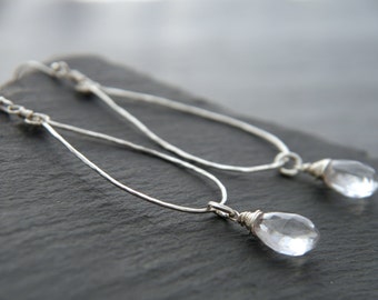 Amethyst Teardrop Hoop Earrings Sterling Silver Wire Wrapped Gemstone Briolette Hoops Teardrop Earrings Dangle Earrings Wedding