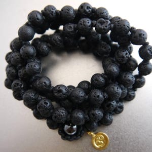 Black Lava Stone Yoga Beads Mala, 8mm, Handmade, 108 Beads, Mala Beads for Meditation, Mala Bracelet, Buddha Beads, 25% OFF CODE: Mala25