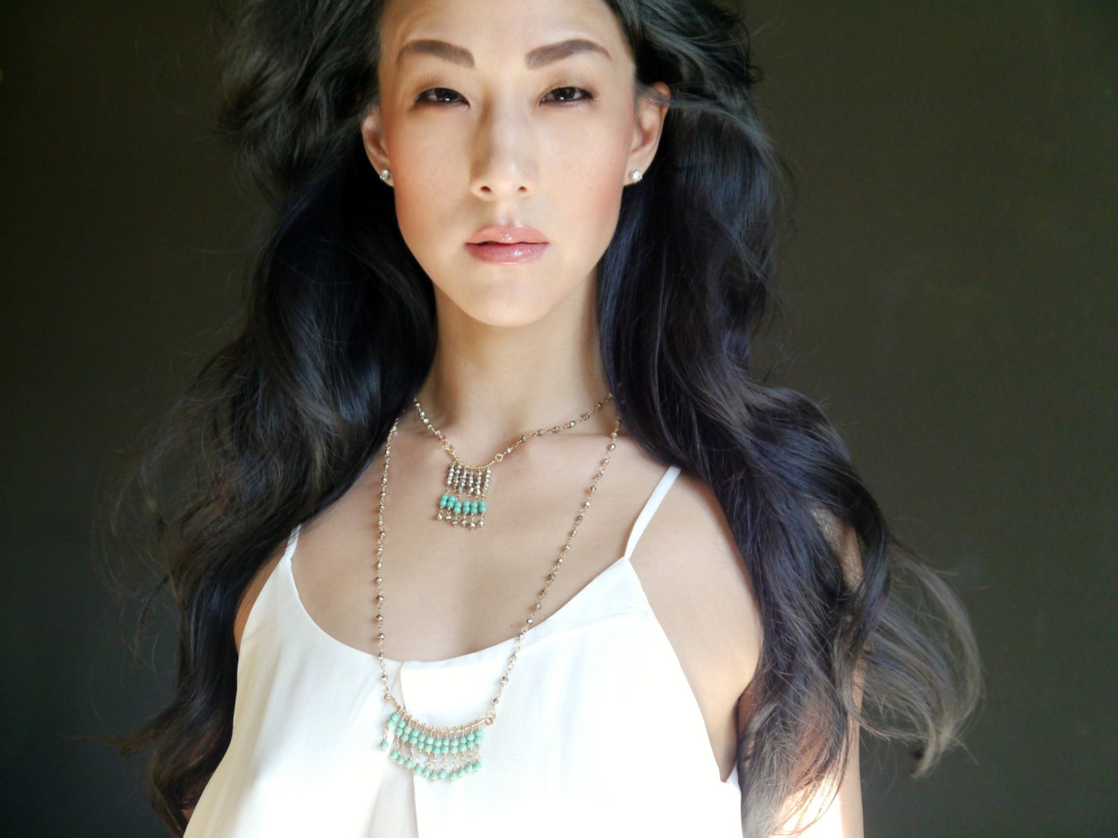 Turquoise Necklace Gold Bar Necklace 14K Gold Wire Wrapped Etsy