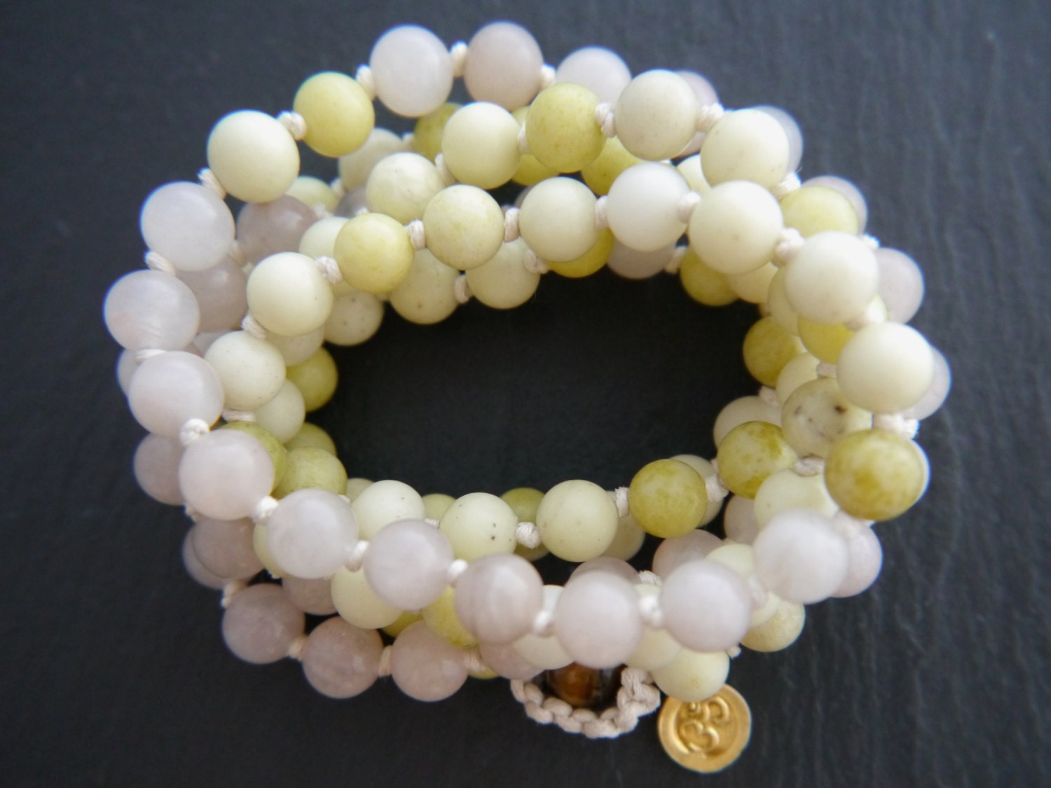 Mala Beads 108 Peridot Jasper Serpentine Pink Aventurine