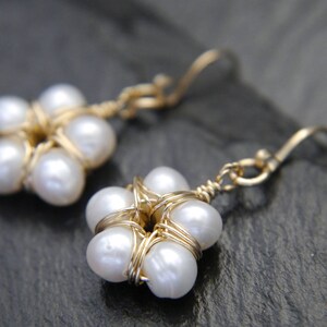 Pearl Earrings Freshwater Pearl Flower Gold Filled Earrings White Pearl Earrings smaid