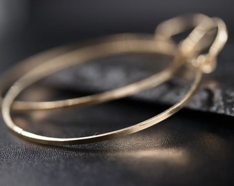 14K Gold Filled Hoop Earrings Large, Hammered Boho Chic Style