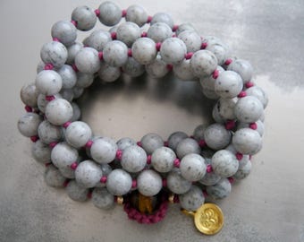 Feldspar Yoga Beads Mala, 8mm, Handmade, 108 Beads, Mala Beads for Meditation, Wrap Mala Bracelet, Buddha Beads, 25% OFF CODE: Mala25